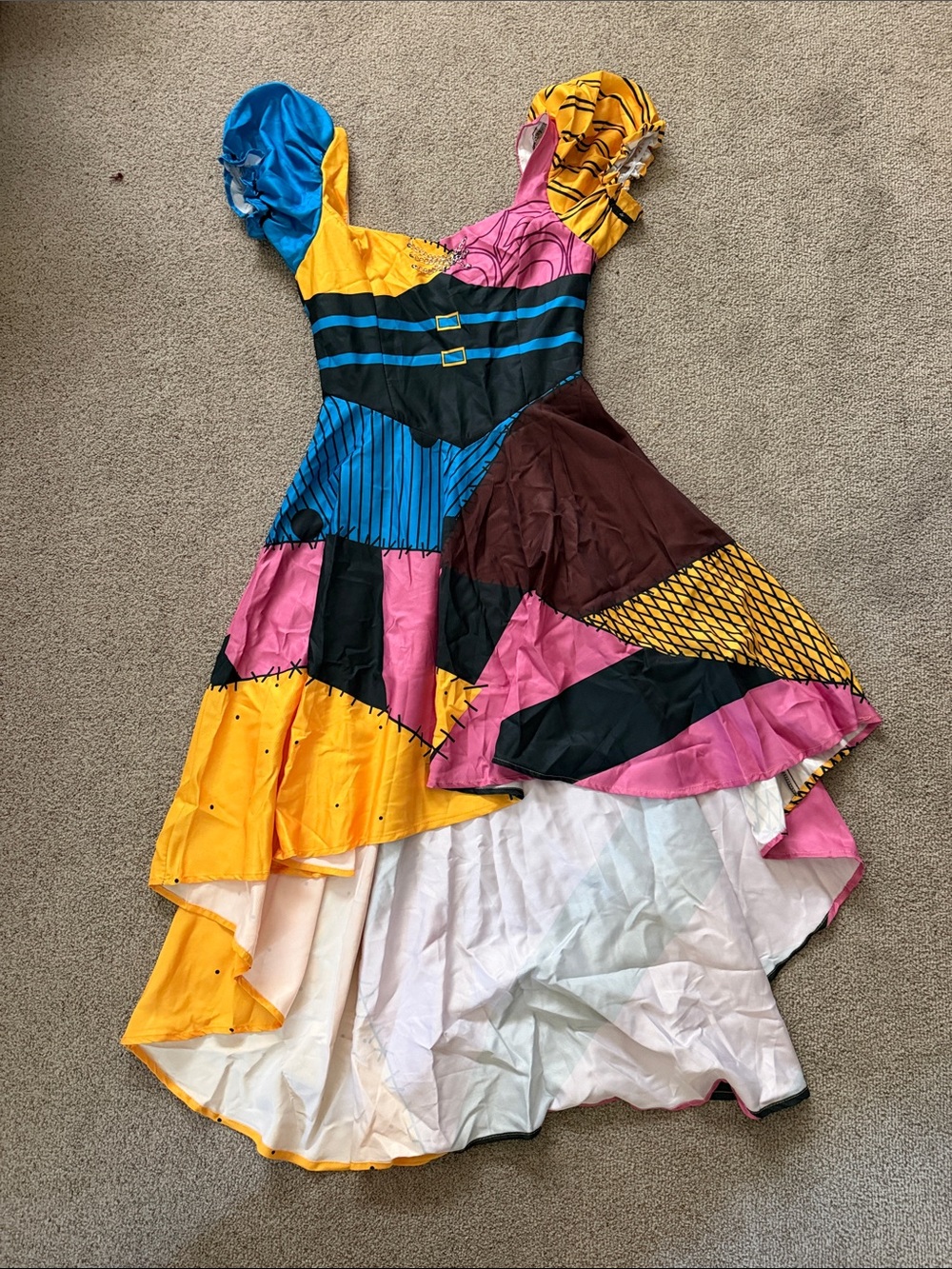Sally Skellington Inspired Patchwork Costume Dress sz L